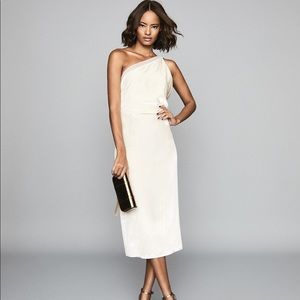 Reiss Eden Velvet one shoulder dress